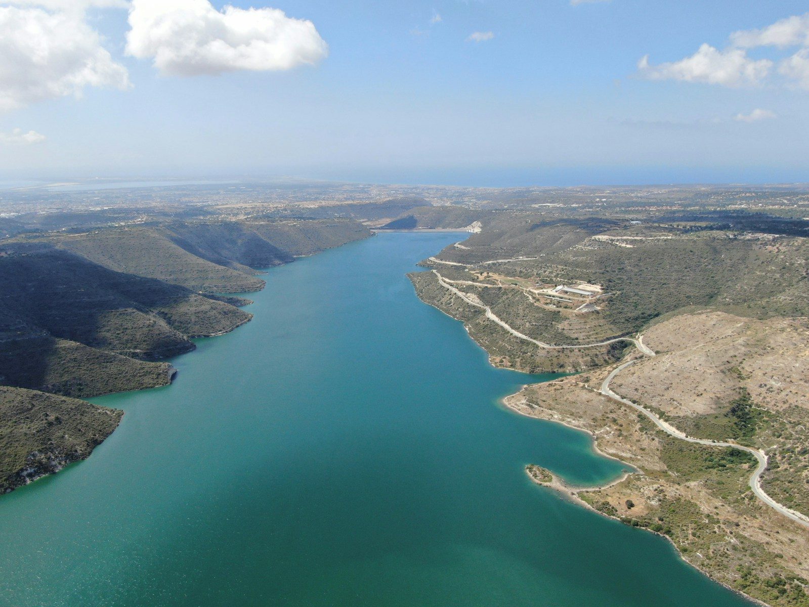 a body of water surrounded by land